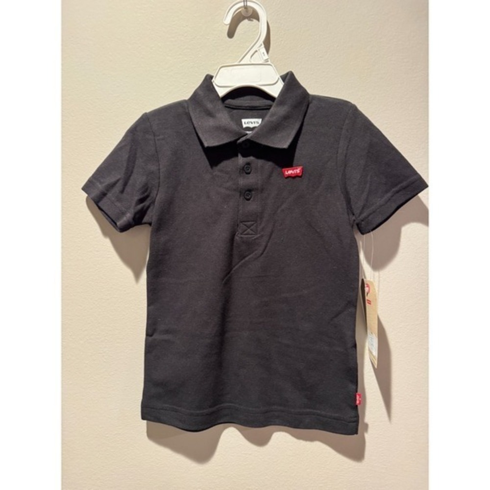 Levi's Boys Black Polo Shirt Size 4T Toddler Short Sleeve Cotton Top(101)